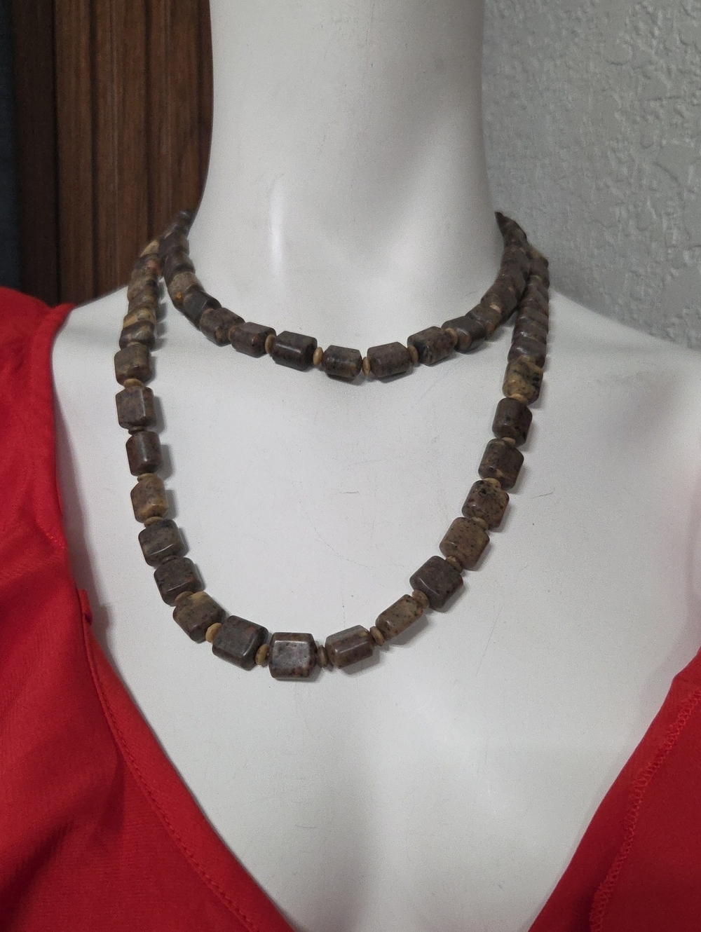 Brown Jasper Beaded Double Strand Necklace Set Of 2